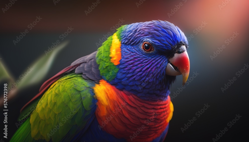 Image of a wild bird scarlet macaw in colors, generative ai