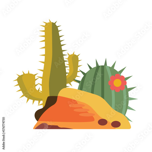 cactus. decorative green desert plants. desert cacti, spiked flowers.vector flat cartoon simple cacti