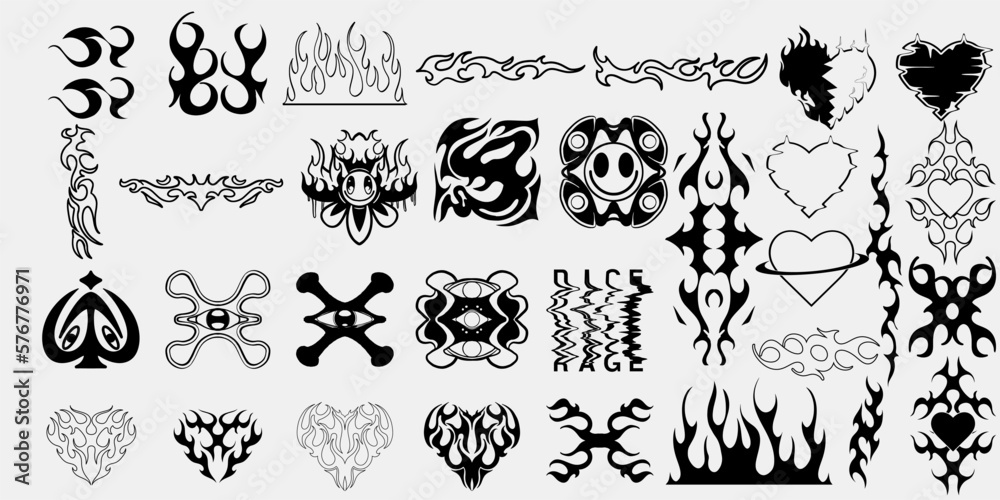 90s Inferno. An Elegant Vector and Element Collection Inspired by Y2K Fire Trends 90s Inferno. An Elegant Vector and Element Collection Inspired by Y2K Fire Trends