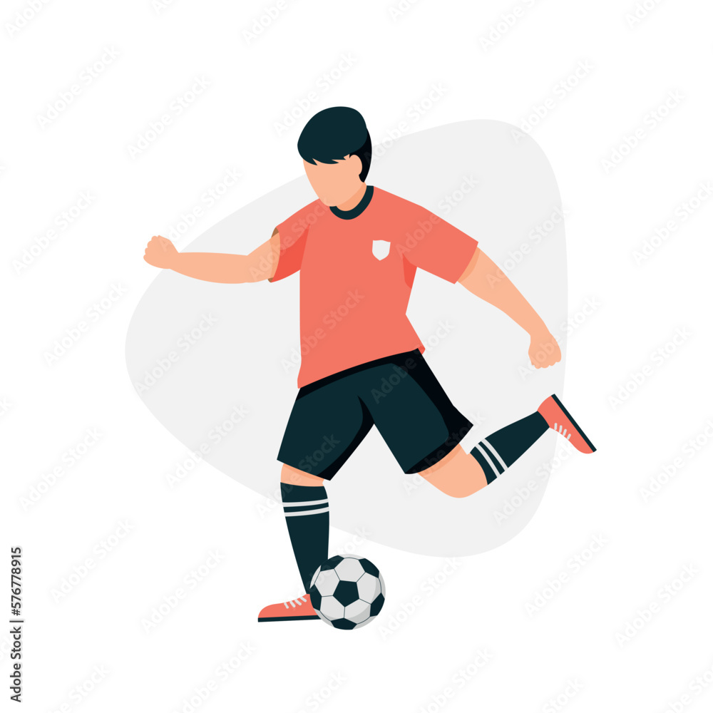 Obraz premium Football soccer player isolated on white background. Man soccer player in cartoon style. Soccer concept. Vector stock
