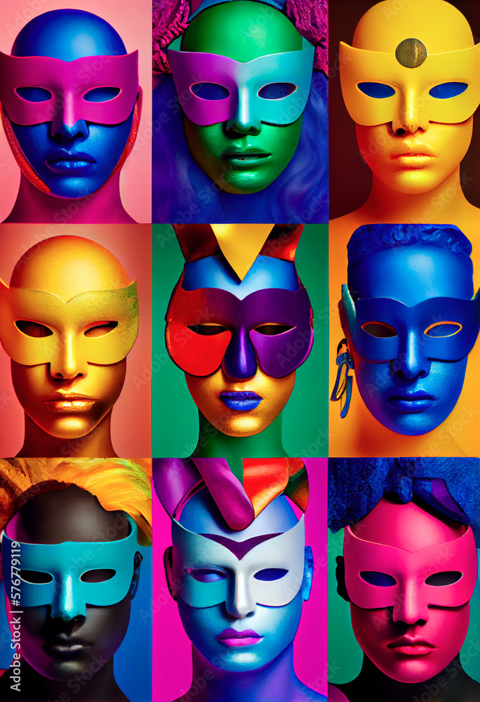 colorful masks, ai generation