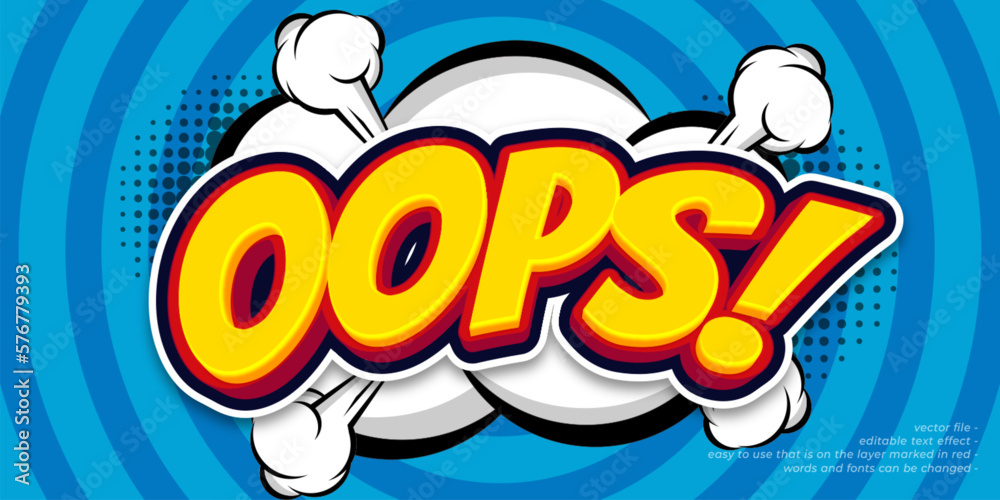Fototapeta premium Editable text effect oops with cartoon style concept