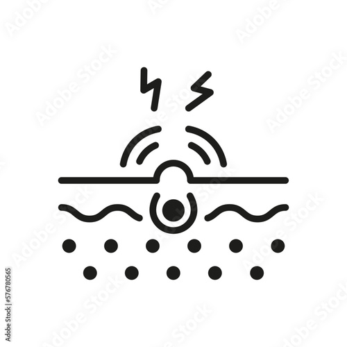 Skin Pain Silhouette Icon. Acne Medical Problem of Skin Glyph Pictogram. Dermatology Disease Icon. Atopic Dermatitis Illness, Allergy Reaction. Isolated Vector Illustration