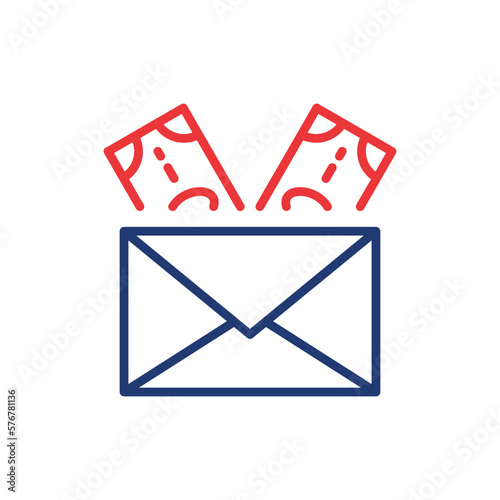 Envelope with Money Linear Icon. Financial Gift, Donation and Charity Pictogram. Banknote in Envelope Line Icon. Concept of money transfer, payment, Corruption. Editable stroke. Vector illustration