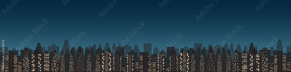 Building Background and Banner. City building at Night. Skyscraper. Cityscape. Urban landscape. Metropolis City. Vector Illustration Isolated on White Background. Building Background and Banner. City building at Night. Skyscraper. Cityscape. Urban landscape. Metropolis City. Vector Illustration Isolated on White Background.