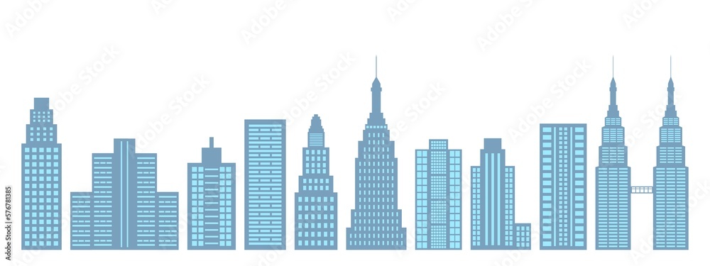 Building. City building. Skyscraper. Vector Illustration Isolated on White Background. 