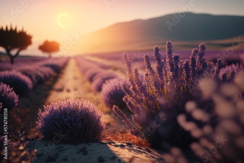 Landscape with Lavender. Generative ai. 