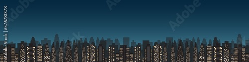 Building Background and Banner. City building at Night. Skyscraper. Cityscape. Urban landscape. Metropolis City. Vector Illustration Isolated on White Background.  © BillionsPhoto