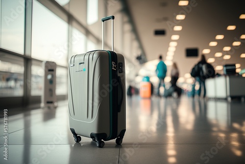 Tourist Travelling with Suitcase at Airport
