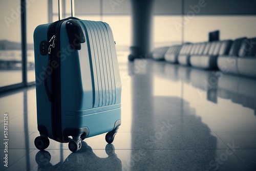 Tourist Travelling with Suitcase at Airport photo