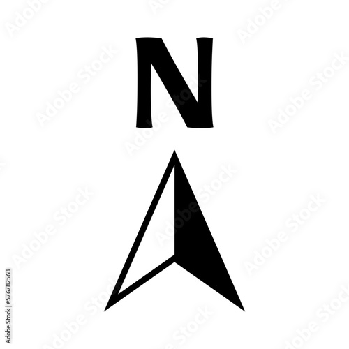Basic North Arrow Mark Sign Symbol Icon for Map Orientation. Vector Image.