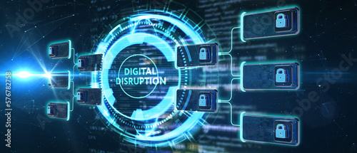 Digital disruption transformation digitalization innovation technology. 3d illustration