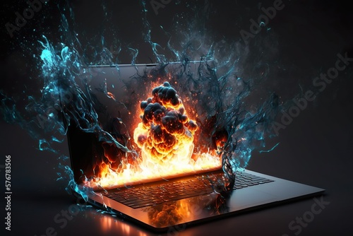 laptop on fire