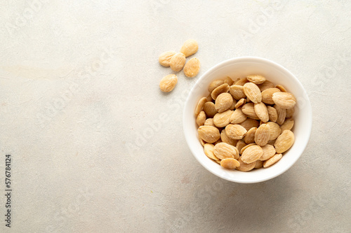 Healthy roasted Marcona salted Almonds in a bowl