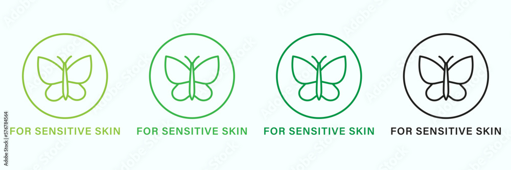 Dermatology Product for Sensitive Skin Line Green and Black Icon Set. Hypoallergenic Product for Skin Face Pictogram. Dermatologically Icon of Sensitive Skin Symbol. Isolated Vector Illustration Dermatology Product for Sensitive Skin Line Green and Black Icon Set. Hypoallergenic Product for Skin Face Pictogram. Dermatologically Icon of Sensitive Skin Symbol. Isolated Vector Illustration