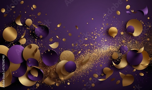  a purple background with gold confetti and a purple background with gold confetti and a purple background with gold confetti. generative ai