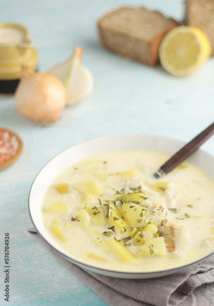 Cullen Skink, traditional fish soup, Scottish cuisine Cullen Skink, traditional fish soup, Scottish cuisine