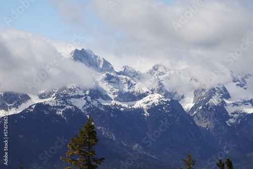 Panorama of Alpspitze and Zugspitze from Garmisch-Partenkirchen, Germany