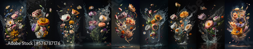 Eautiful flowers floating in the air, generative ai