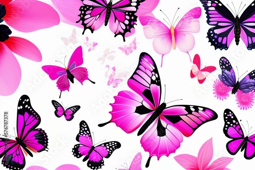 seamless background with butterflies, generative ai