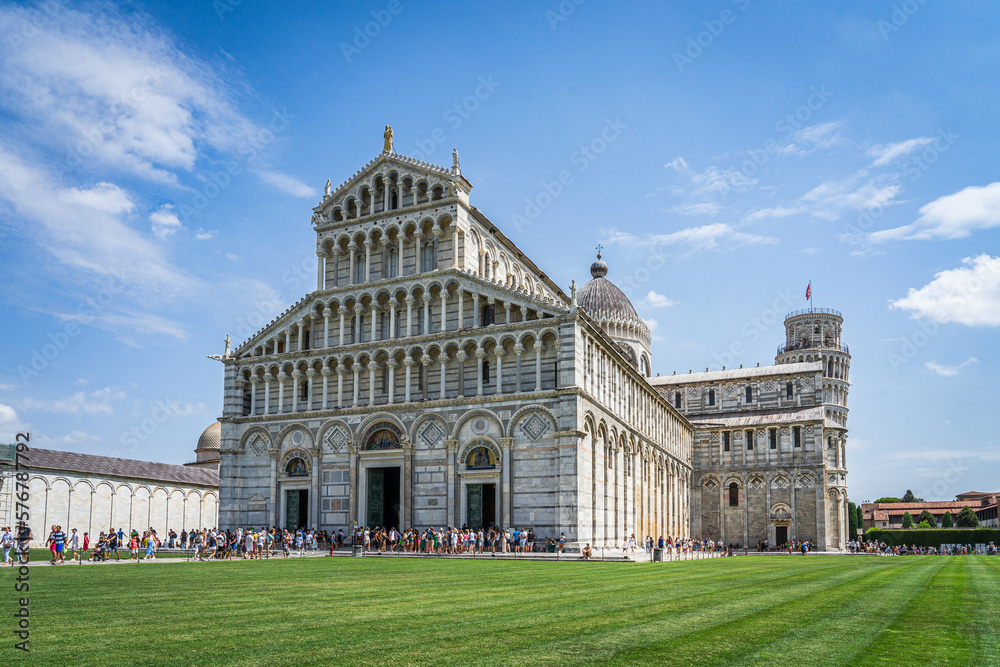 Leaning Tower and Cathedral of Pisa in Italy.