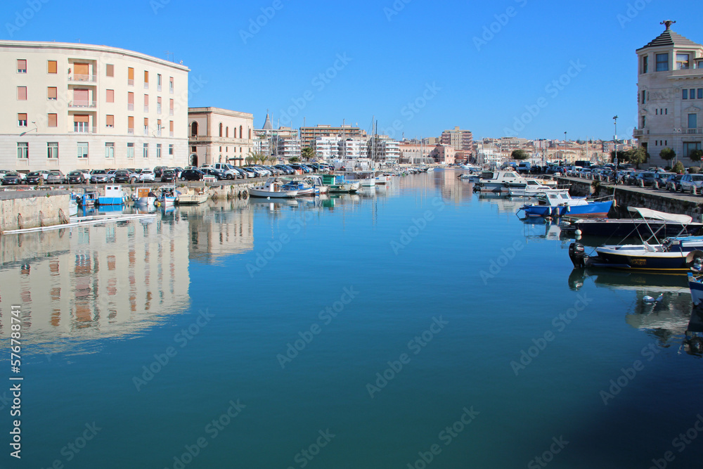 marina and quays in syracuse in sicily (italy)