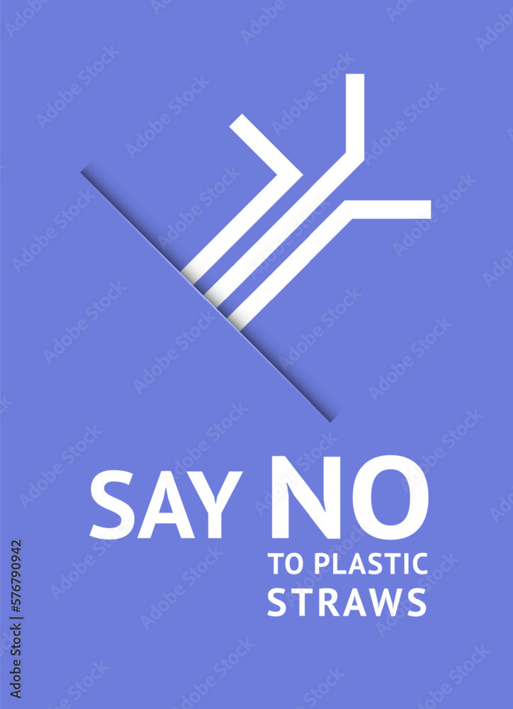Say no to plastic straws, trendy ecological posters set for print, vector illustration 10eps.
