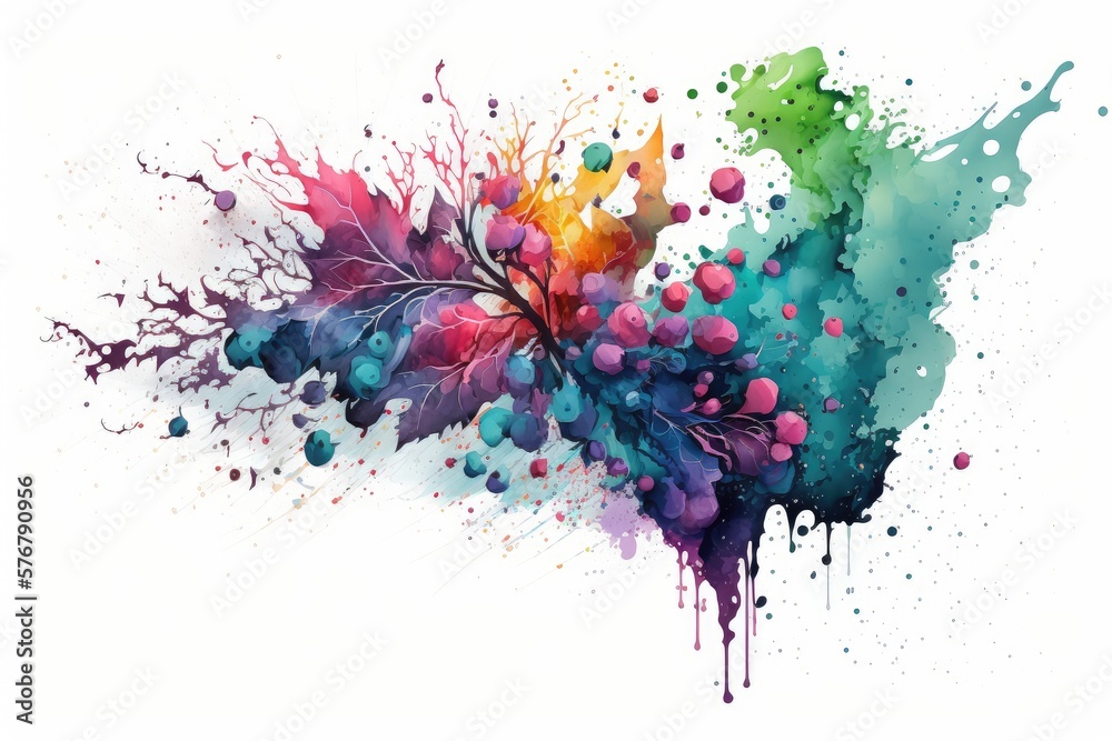 Watercolor colorful design Isolated on white background.