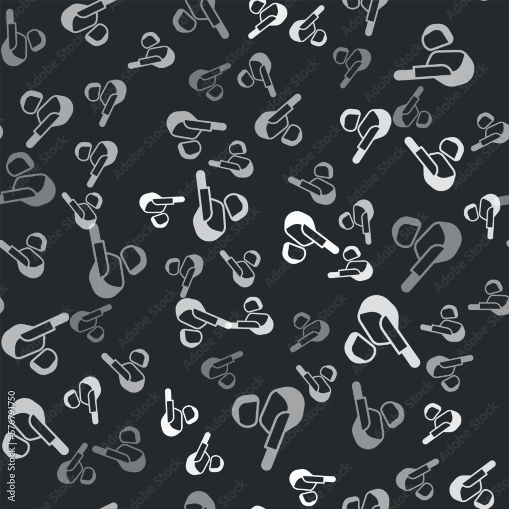 Grey Canadian peameal bacon icon isolated seamless pattern on black background. Vector Grey Canadian peameal bacon icon isolated seamless pattern on black background. Vector