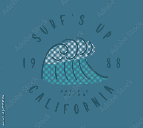 California coast surf vector illustration for t shirt prints