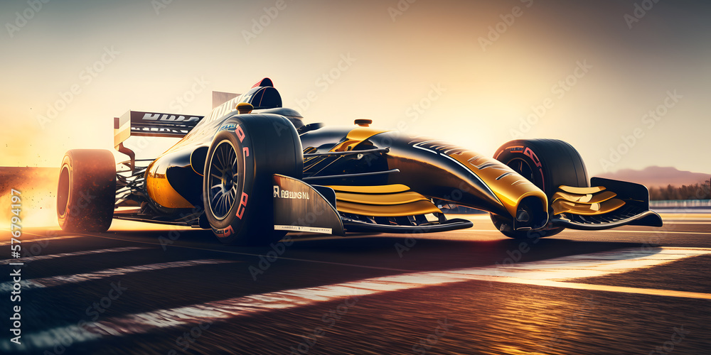 Motorsport Fast Race car formula for competitions on track, sun light. Generation AI