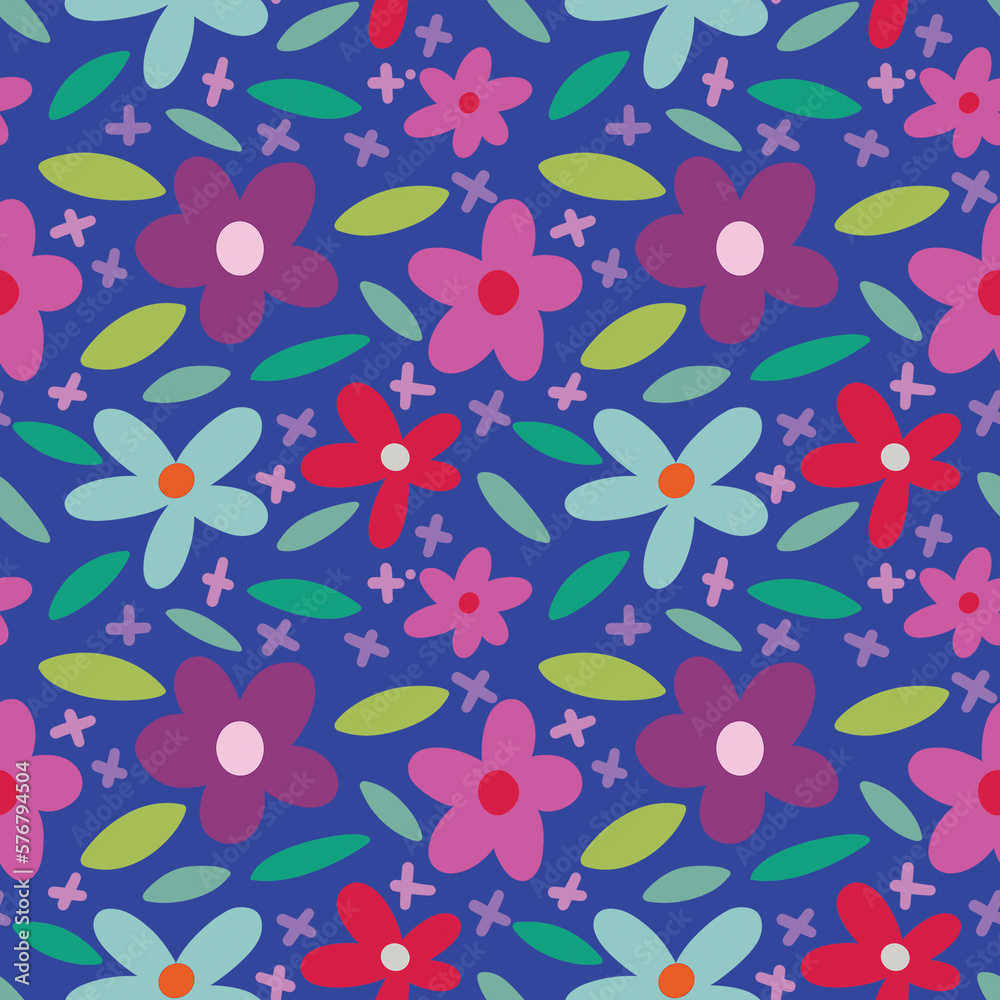 seamless pattern with colofrful flowers