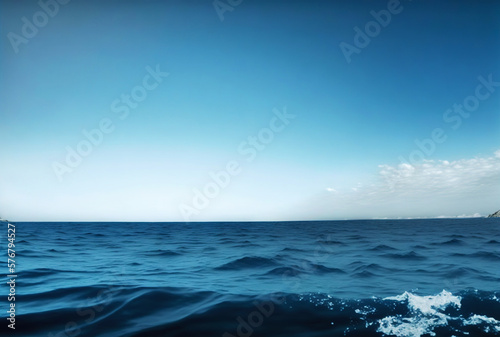 Minimalistic sea horizon under a blue sky. Generative AI © AngrySun