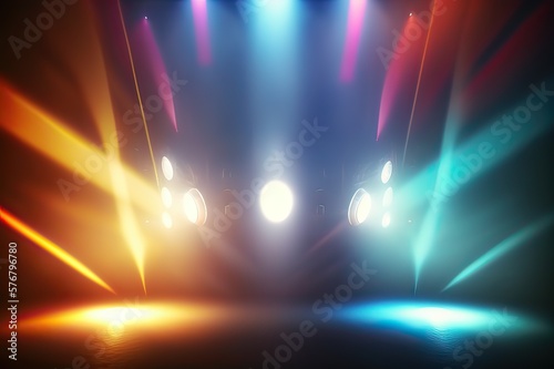 Stage lights background scene. Photo generative AI photo