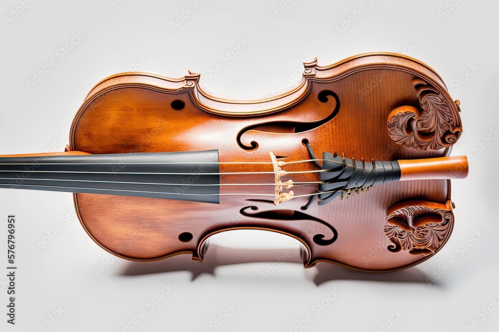 Old classical Violin on white background. Photo generative AI Old classical Violin on white background. Photo generative AI
