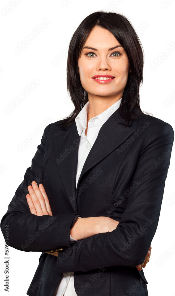 Businesswoman with crossed arms isolated on white Businesswoman with crossed arms isolated on white
