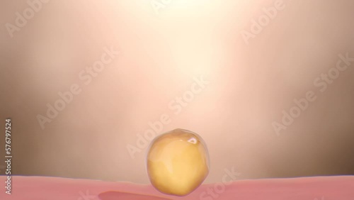 3D rendering and animation of anti-aging to reduce and repair wrinkle saggy skin cell conceptual.Vitamin drop to skin then skin bright and cell smooth refresh. 