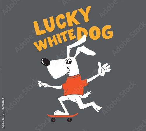 illustration of a dog skateboarding. print design for t shirts