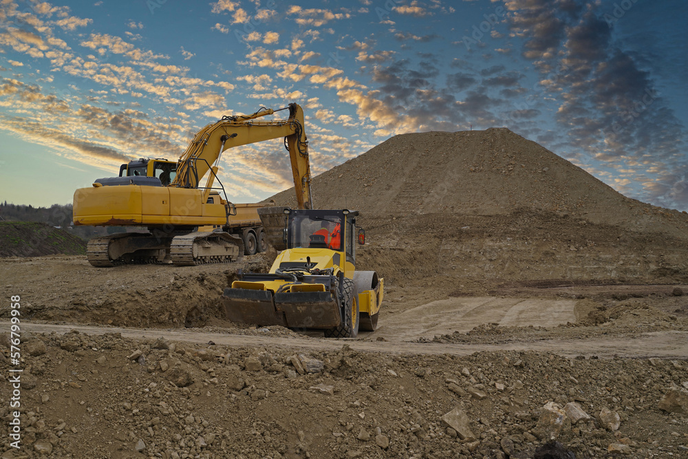 Obraz premium Start of construction work on the A143 in Sachsen-Anhalt