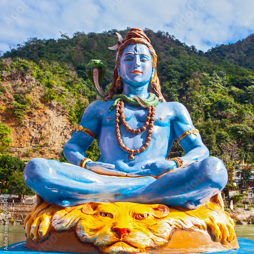Statue of Lord Shiva on the Ganga river bank in Rishikesh
