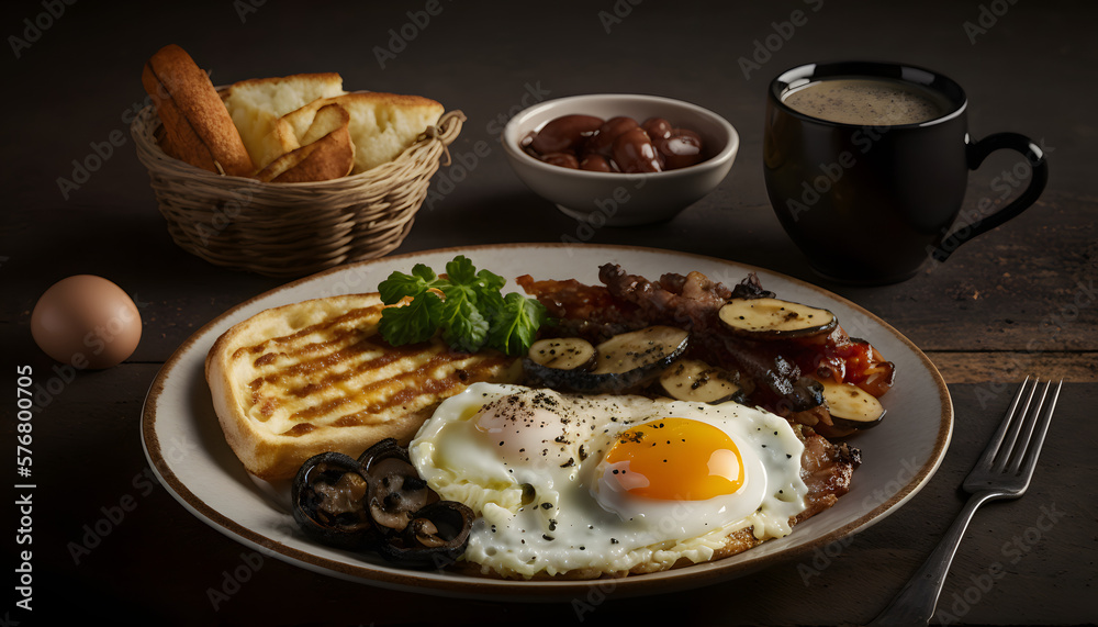 fried eggs with bacon and vegetables / on white background fried eggs with bacon and vegetables / on white background