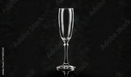  a tall glass of wine on a black background with a reflection of the wine glass in the bottom of the glass and the bottom of the glass. generative ai