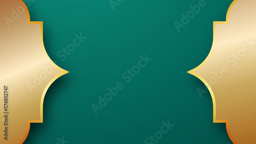gold plated green background with free space for ramadan kareem celebration text