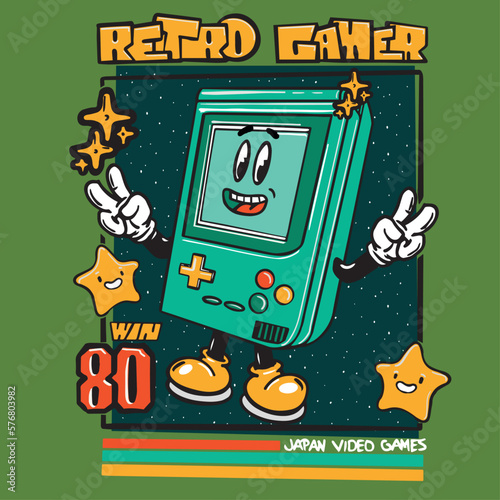 For children's t-shirts, anime game boy drawing in japanese style
