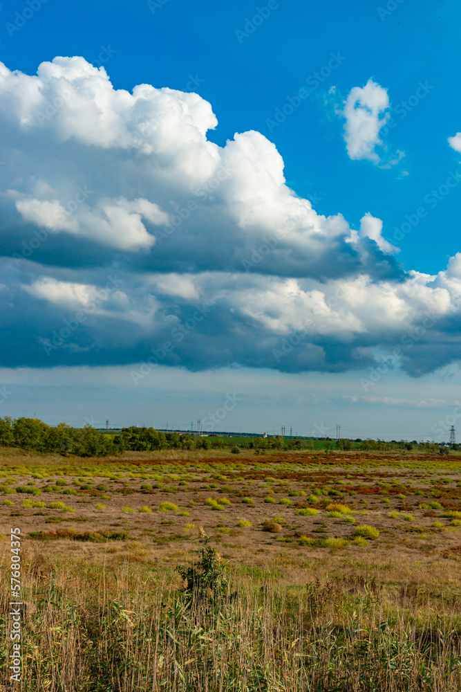 White cumulus storm clouds in the sky during the day, Ukraine