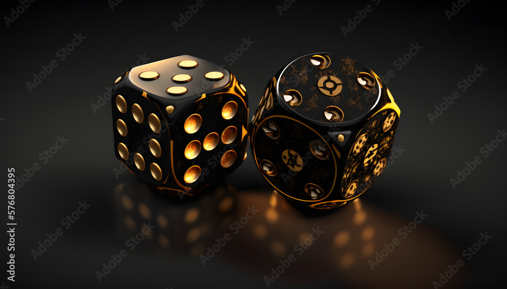 black and golden casino dice background - obrazy, fototapety, plakaty 