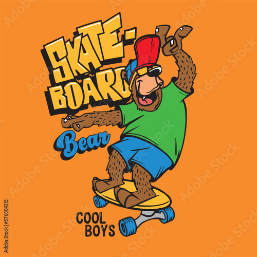 illustration of a dog skateboarding. print design for t shirts