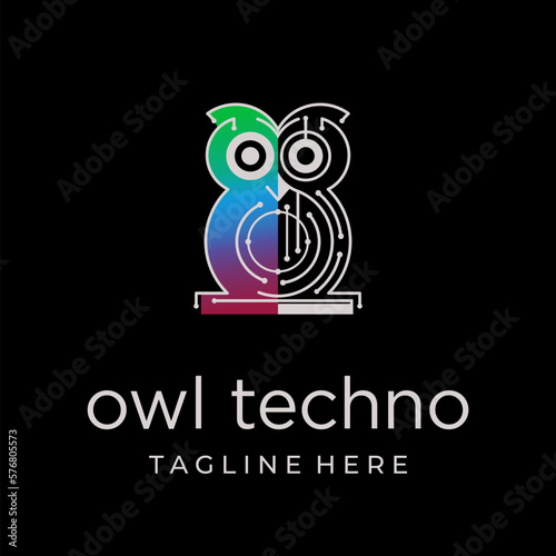 modern owl logo illustration with abstract owl concept, connective tissue and with gradient color. design logo template