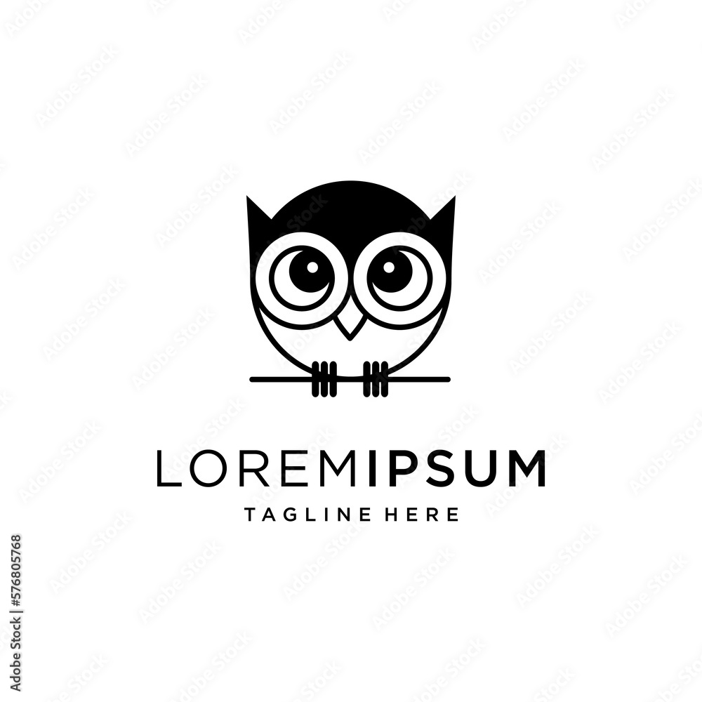 owl silhouette creative simple logo design template, vector eps 10