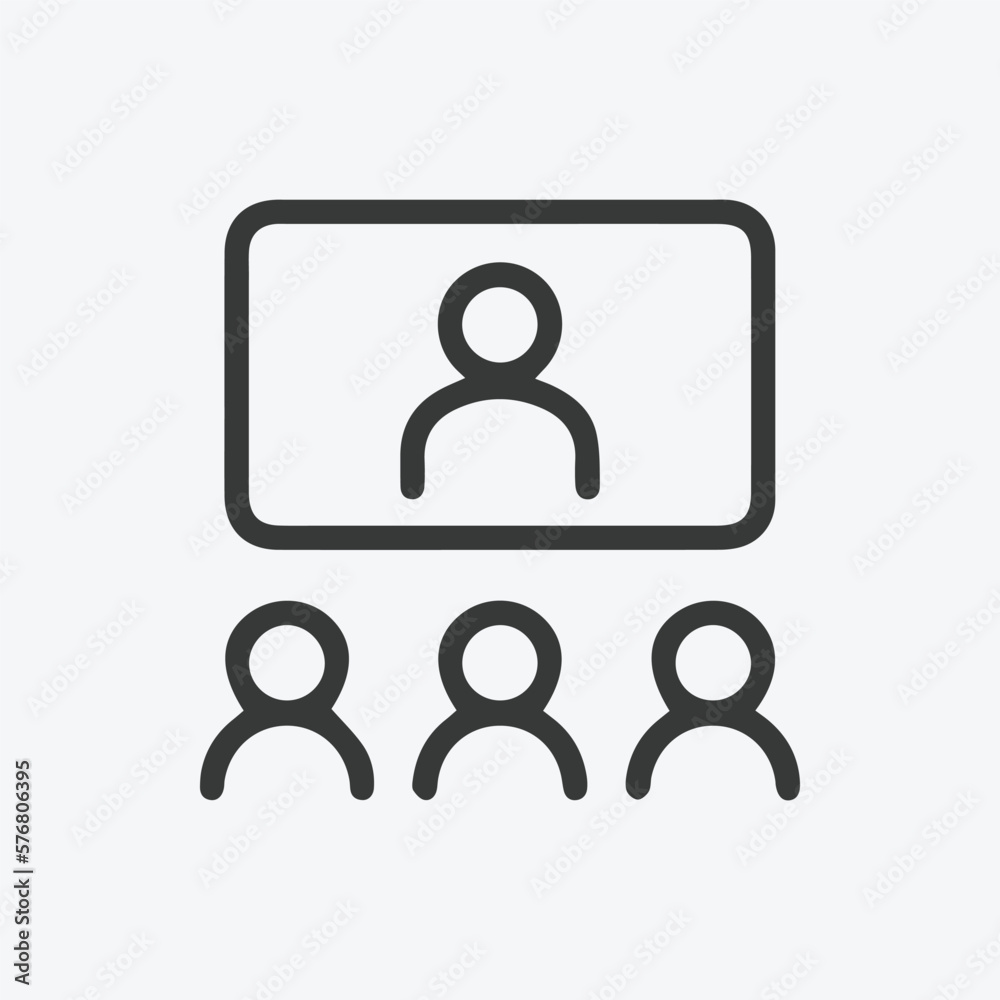 Business online meeting vector icon. Meeting online vector illustration. Talk people flat style illustration Business online meeting vector icon. Meeting online vector illustration. Talk people flat style illustration